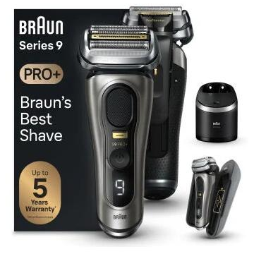 BRAUN Aparat de ras Braun Series 9 Pro, 9575cc, cu statie de curatare, incarcare si carcasa de alimentare, Gri