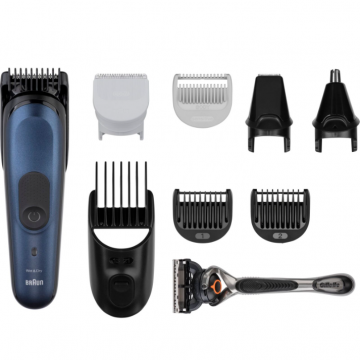 BRAUN Aparat de ras electric Braun MGK7410, wireless, autonomie 100 min, 10 accesorii, Albastru