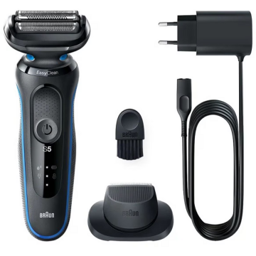 BRAUN Aparat de ras electric Braun Series 5 51-B1200s Wet&Dry, AutoSense, Easy Clean, Easy Click, 3 elemente de taiere, Albastru-Negru