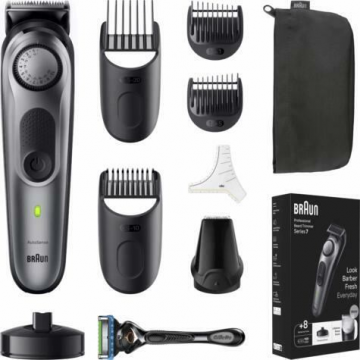BRAUN Aparat de tuns barba Braun Beard Trimmer 7 BT7420,  Baterie, 40 2 cm Argintiu