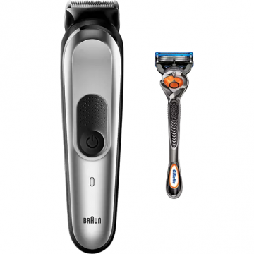 BRAUN Aparat de tuns, Braun, MGK7920TS 10 in 1, Multifunctional, Suport de incarcare, Cadou Brici Gillette Fusion5 ProGlide, Gri-Negru