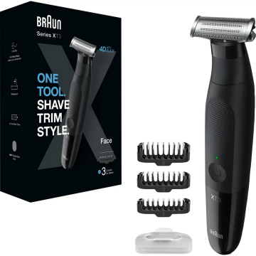 BRAUN Aparat hibrid de barbierit si tuns barba Braun Series X XT3100 Wet&Dry, 3 piepteni, Negru