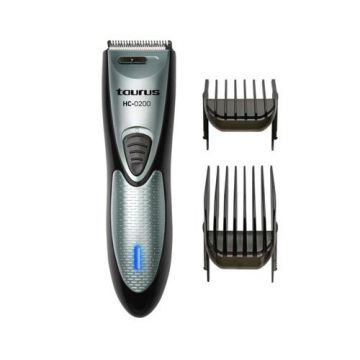Masina de tuns Taurus HC-0200, 3 V, 300mA, Autonomie 30 minute, LED, 11 lungimi, 2 piepteni (Gri)