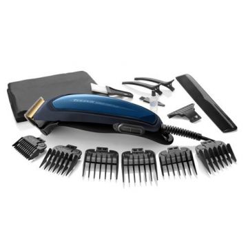 Masina de tuns Taurus Horus Avant Plus, 15 accesorii, 2 piepteni laterali, 2 cleme (Negru/Albastru)
