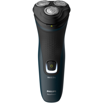 Philips Aparat de ras electric Philips, S1121  41, AquaTouch, capete rotative, Lame PowerCut, utilizare umed-uscat, Negru-Albastru