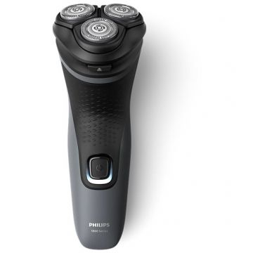 Philips Aparat de ras Philips Shaver Seria 1, barbierit umed şi uscat, fara fir, capete 4D flexibile, lame autoascutire, 40 min, capac de protectie, Gri inchis