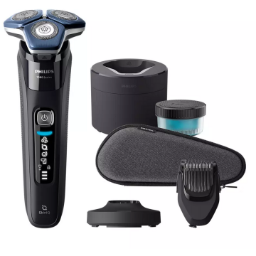Philips Aparat de ras Philips Shaver Series 7000 S7886 55, acumulator, autonomie 60 min, SkinIQ, Negru