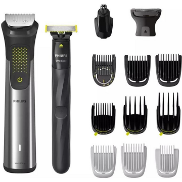 Philips Aparat de tuns multifunctional, 15 in 1 PHILIPS Multigroom, Series 9000 MG9552-15, acumulator, autonomie 120 min, Gri metalic