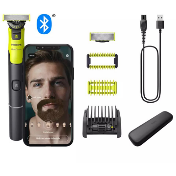 Philips Aparat hibrid de barbierit, tuns barba si parul corporal PHILIPS OneBlade 360 QP4631/65,  Verde lamaie