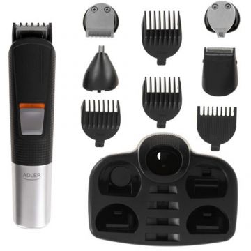 Set de tuns 5 in 1 Adler AD 2943, Autonomie 90 minute, 2 viteze, 5 capete interschimabile, Afisaj LED (Argintiu/Negru)