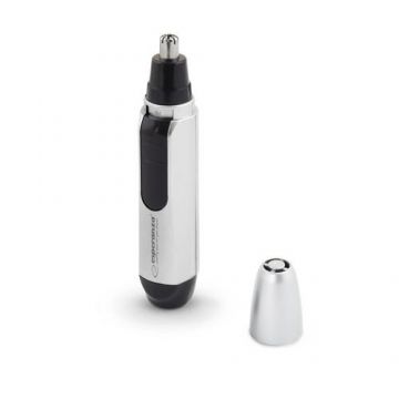 Trimmer (aparat tuns) destinat eliminarii parului inestetic din nas, urechi sau din zona sprancenelor independenta energetica alimentare 1 baterie AA (R6)  (Argintiu)