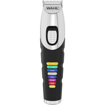 Wahl Aparat de tuns barba Wahl Color Trim 09893-0443, 100 – 240 V, 50-60 Hz, husa inclusa, Negru-Argintiu (09893.0443)