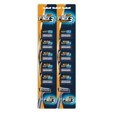 Aparat de Ras BIC Flex 3 Classic, 3 Lame, Barbati, 10 Bucati