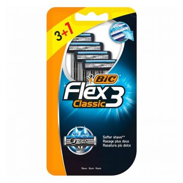Aparat de Ras BIC Flex 3 Classic, 3 Lame, Barbati, 4 Bucati