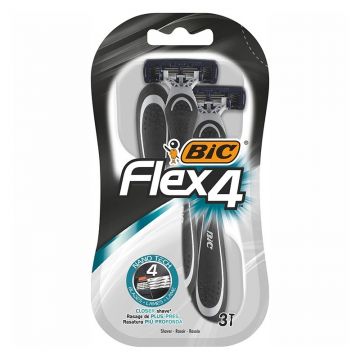 Aparat de Ras BIC Flex 4, 4 Lame, Barbati, 3 Bucati