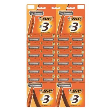 Aparat de Ras BIC Sensitive 3, 3 Lame, Barbati, 24 Bucati