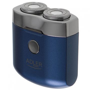 Aparat de Ras Compact AD 2937 cu 2 Lame Rotative Autonomie 35 Minute Incarcare USB Albastru