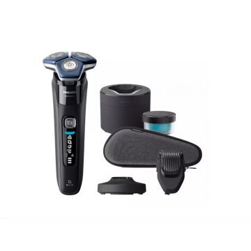 Aparat de ras electric Philips Seria 7000 S7886/58, 5 W, Autonomie 60 minute, Umed si uscat, Lame SteelPrecision SkinIQ Negru