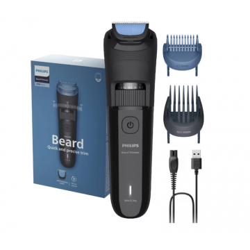 Aparat de tuns barba PHILIPS BT3620/15 cu lame cu autoascutire, 40 de setari de lungime, 2 piepteni ajustabili pentru barba (0,5-20 mm), autonomie 70 min