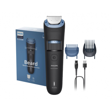 Aparat de tuns barba PHILIPS BT3660/15 cu lame integral metalice cu autoascutire, 40 de setari de lungime, 2 piepteni ajustabili pentru barba (0,5-20 mm), autonomie 80 min