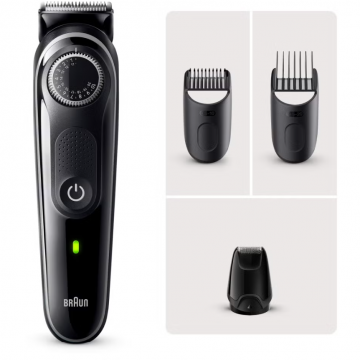 BRAUN Aparat de tuns barba Braun Beard Trimmer BT3440, Wet&Dry, buton rotativ de precizie, 40 de setari pentru lungime, 1 mini-aparat de ras, 2 piepteni de precizie, autonomie 80 minute, Negru