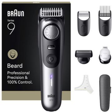 BRAUN Aparat de tuns barba Braun Seria 9 BT9520, Lama ProBlade tehnologie AutoSense, Mod PowerBoost, Capat ras PrecisionShave, Autonomie 180 minute, Rezistent la apa, Cromat