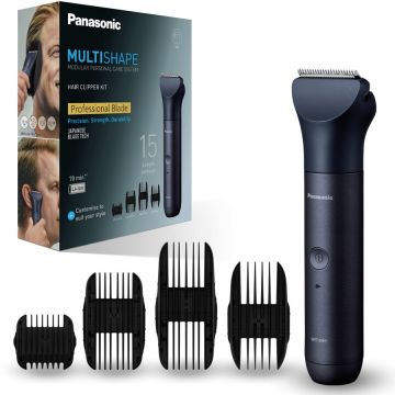 Panasonic Aparat de tuns cu lame profesionale Panasonic MultiShape ER-CKL3-A301, 4 piepteni cu 15 setari de lungime, autonomie 70 min, quick charge 1H, acumulator Li-Ion, lavabil, husa transport, negru