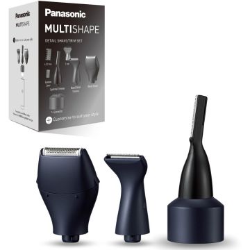 Panasonic Set ras si contur barba, tuns sprancene Panasonic ER-CDT1-A301, contur barba/sprancene, utilizare piele umeda/uscata, Negru
