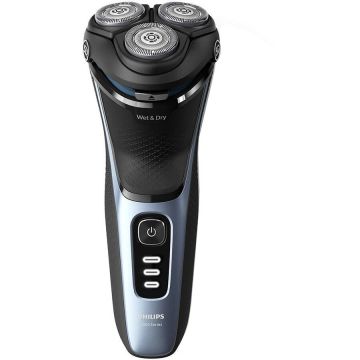 Philips Aparat de ras Philips Seria 3000 S3243/12, Wet&Dry, autonomie 60 min, 3 elemente de taiere, Albastru