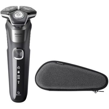 Philips Aparat de Ras Philips Shaver Series 5000 S5887/30, Acumulator, Autonomie 60 min, SkinIQ, Gri