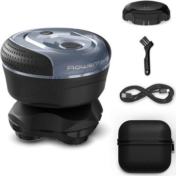 Rowenta Aparat de ras pentru cap Rowenta Head Shaver TN3110E0, autonomie 80 minute, 7300 RPM, 5 capete flexibile din titan, precizie de 0.1 mm, tehnologia GentleSkin, Wet & Dry, husa, negru / albastru